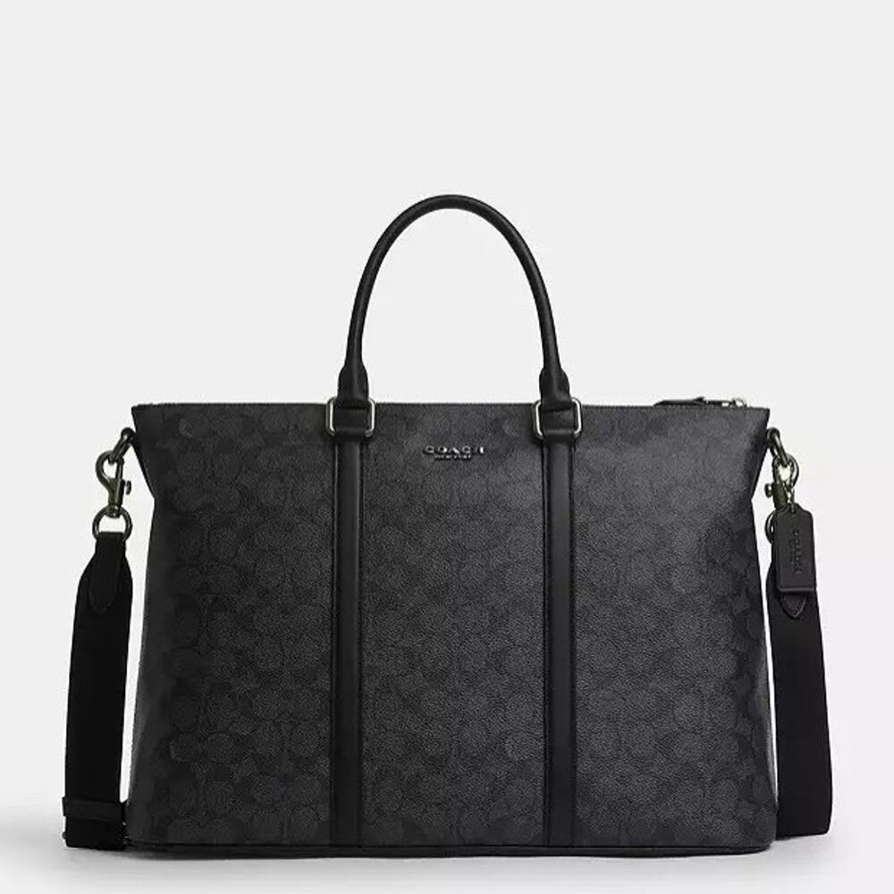 NWT COACH Caleb Work Bag In Signature Canvas CY770 Gunmetal/Charcoal/Black - Picture 5 of 9